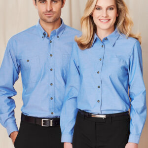 Ladies Wrinkle Free Chambray Long Sleeve Shirt