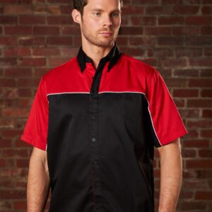 Men's tri-color poly/cotton twill shirt white piping