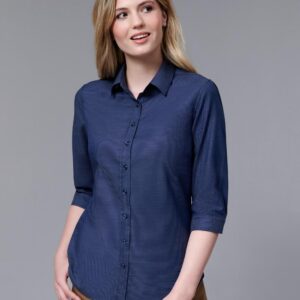 Ladies' Pin Dot Stretch 3/4 Sleeve Shirt