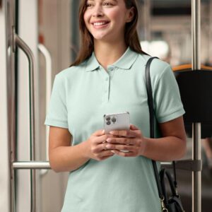 Ladies cotton stretch polo