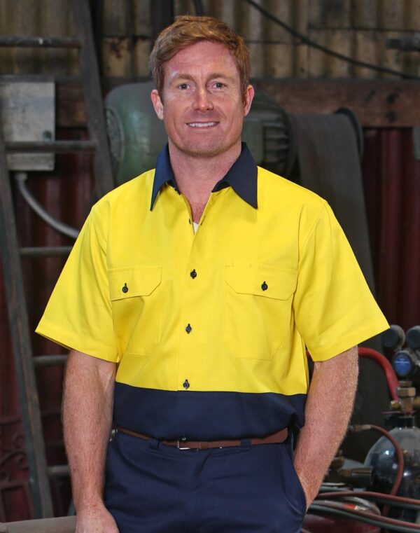 Hi-Vis two tone S/S cotton work shirt