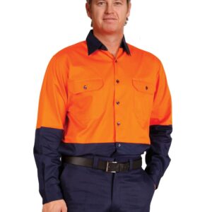 Hi-Vis two tone Cool-Breeze L/S cotton work shirt